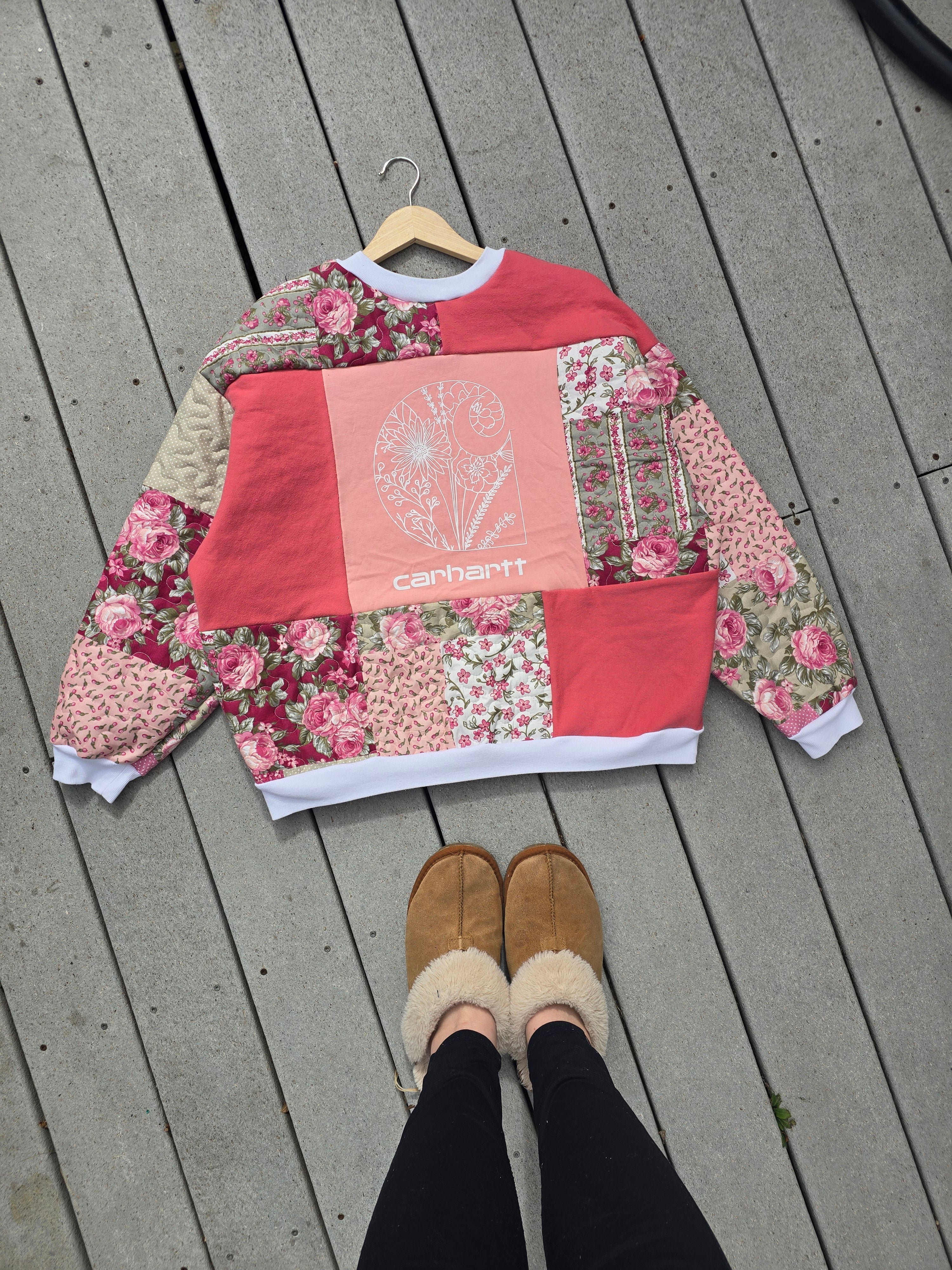 Blush & Bloom Patchwork Crewneck (L)