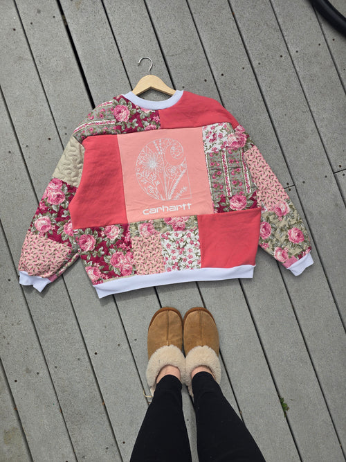Blush & Bloom Patchwork Crewneck (L)