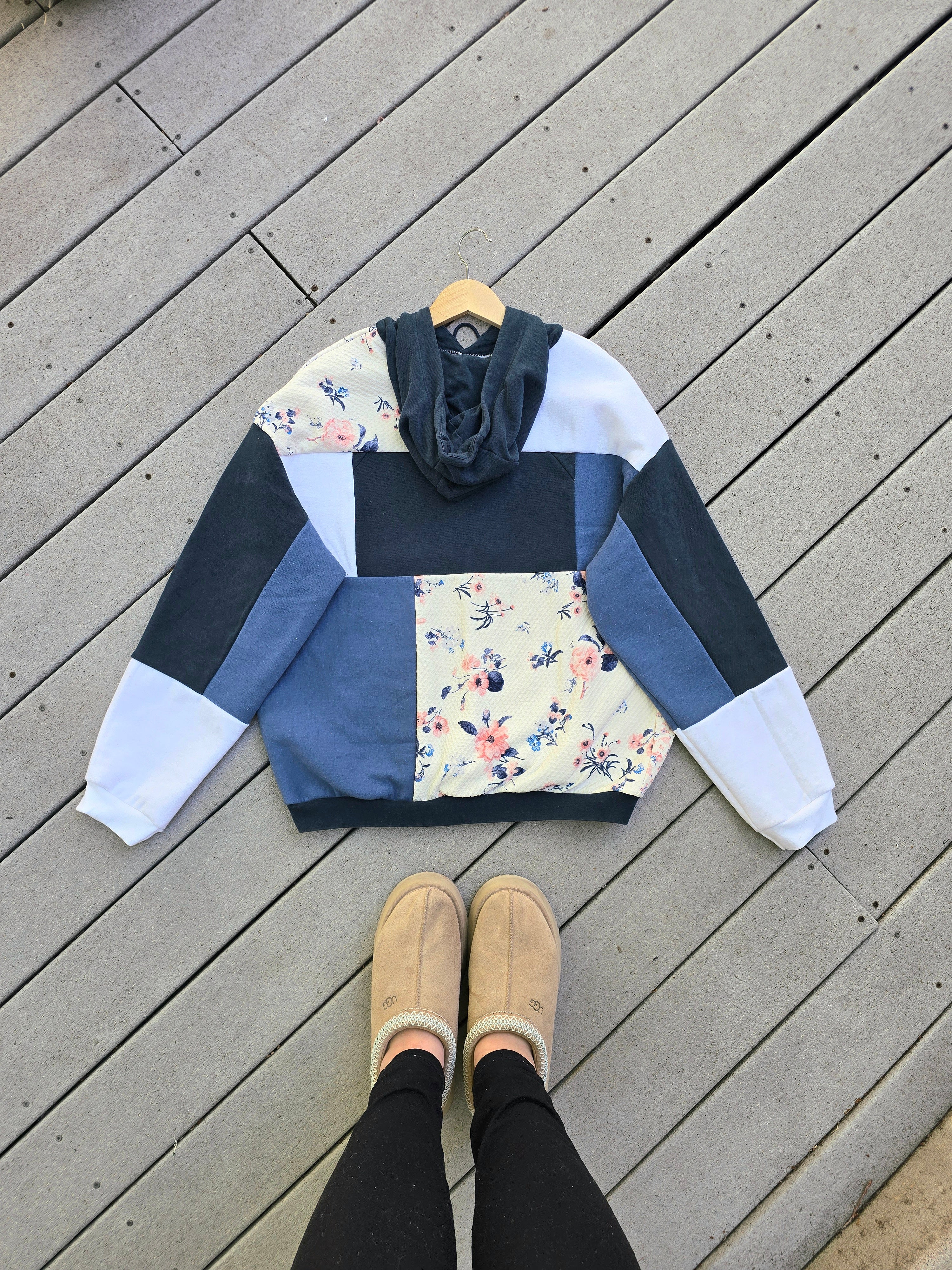 Twilight Bloom Patchwork Hoodie (XL)