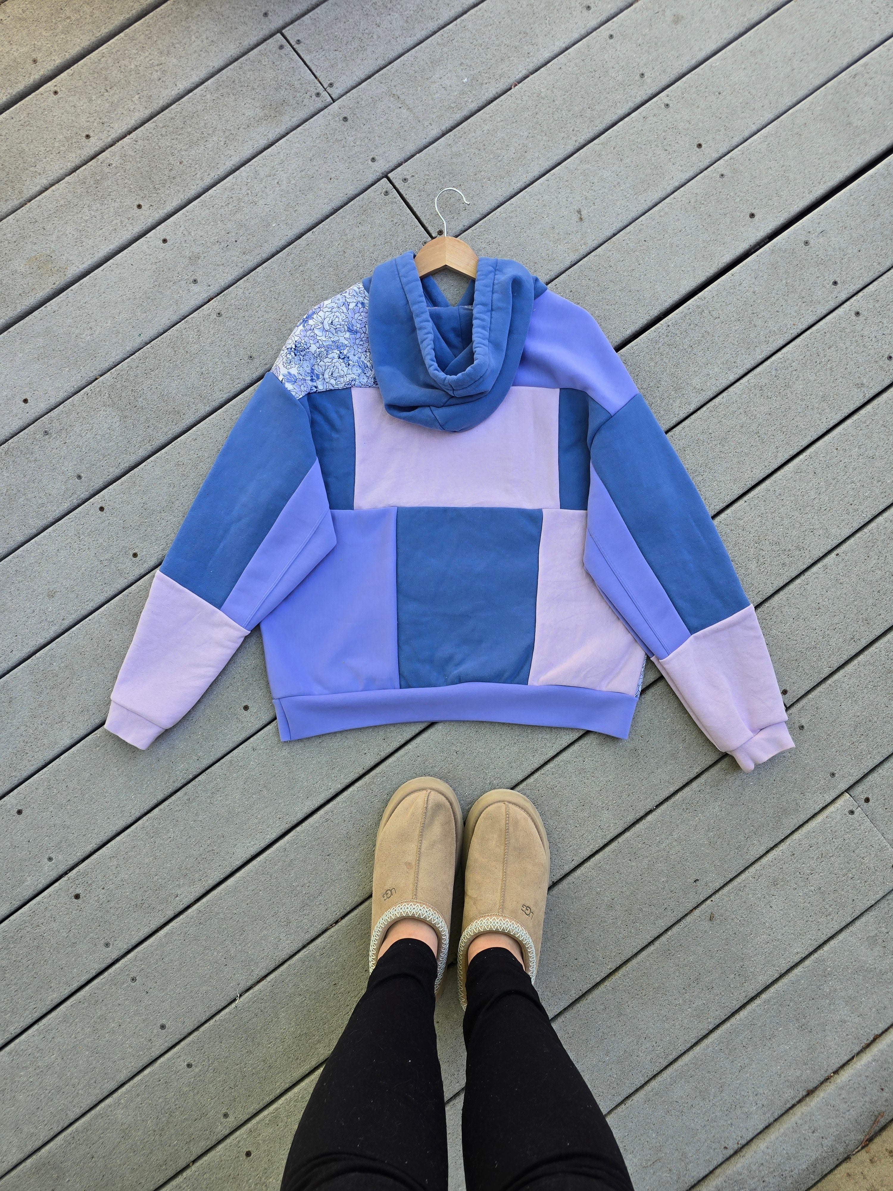 Lavender Dreams Patchwork Hoodie (L)